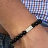 Bracelet papa perles noires personnalisable (acier)  par Petits trésors