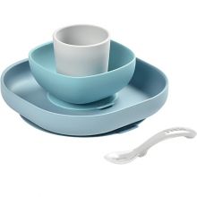 Coffret repas en silicone bleu jungle (4 pièces)  par Béaba