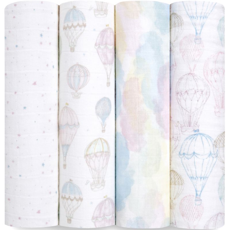 Lot de 4 maxi langes en coton bio above the clouds (120 x 120 cm) aden + anais