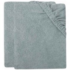 Lot de 2 housses de matelas à langer en éponge Sea Green (75 x 85 cm) - Jollein