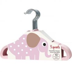 Lot de 10 cintres en velours rose clair - 3 sprouts
