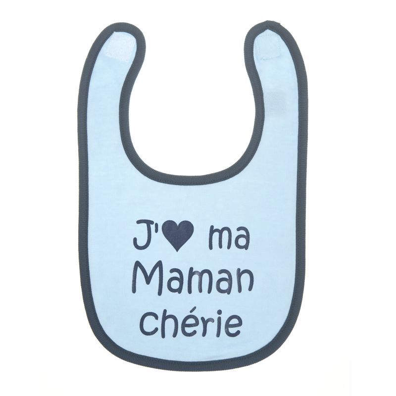 Bavoir ''J'aime ma maman chérie'' ciel et marine   BB & Co