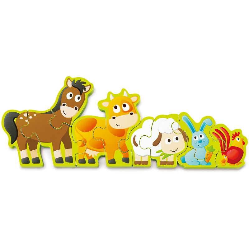 Puzzle en bois réversible animaux de la ferme et chiffres (10 pièces) Hape
