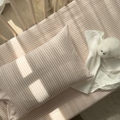 Drap housse percale de coton Rayé Peach (60 x 120 cm)