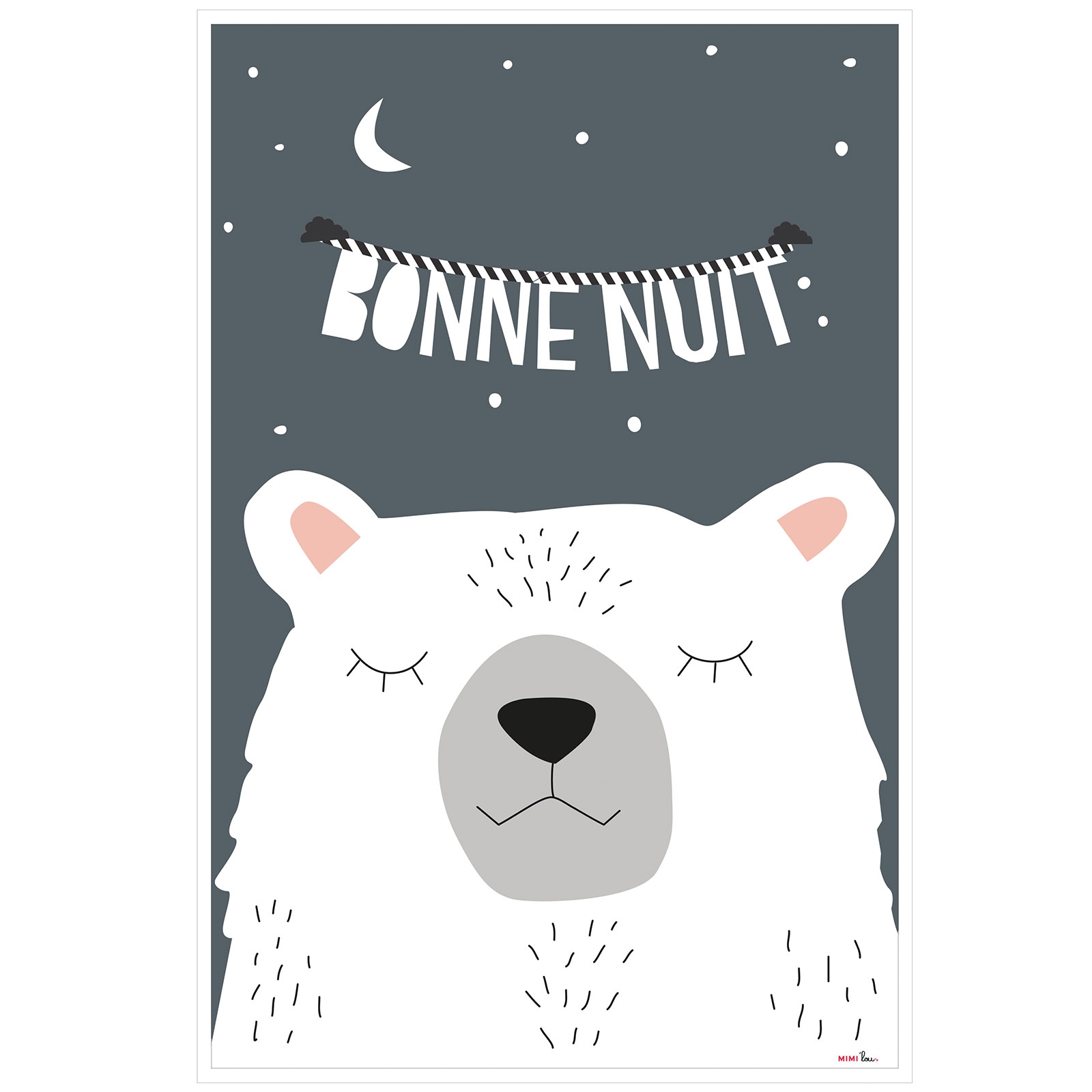 Affiche Ours Bonne Nuit 60 X 40 Cm Mimi Lou