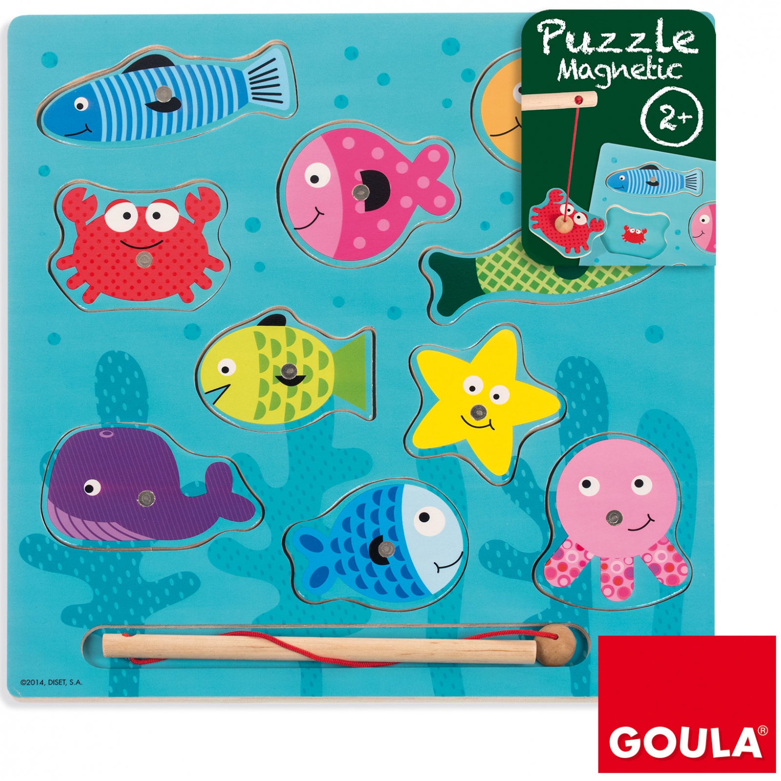 Puzzle magnétique enfant Goula - six puzzles magnétiques animaux en bois