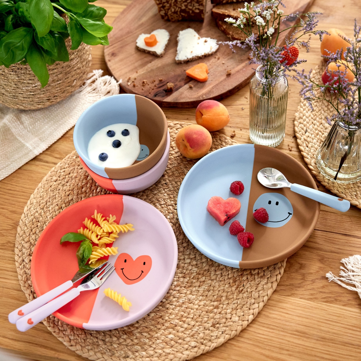 Lot de 3 boites en inox Happy Rascals - Cœur lavande
