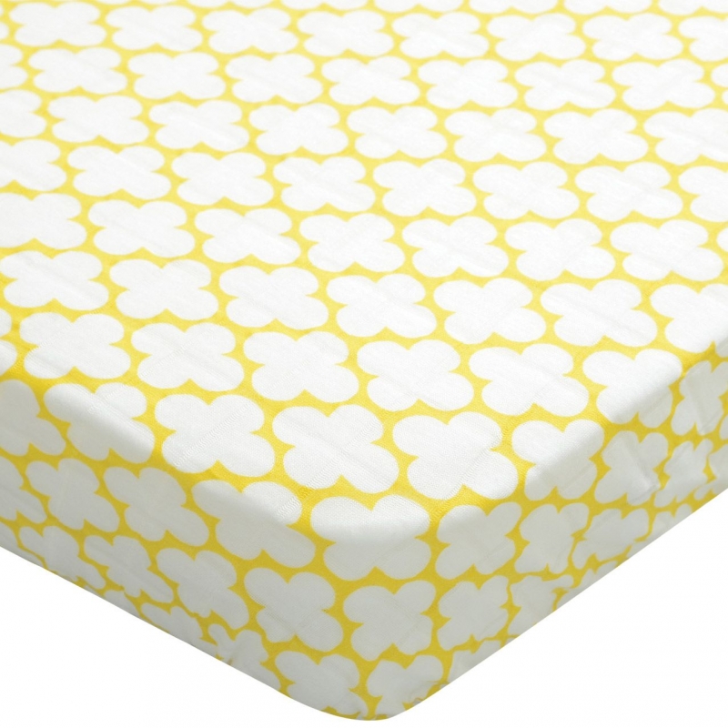 drap housse lit bébé fleurs jaune (70 x 140 cm) : lodger