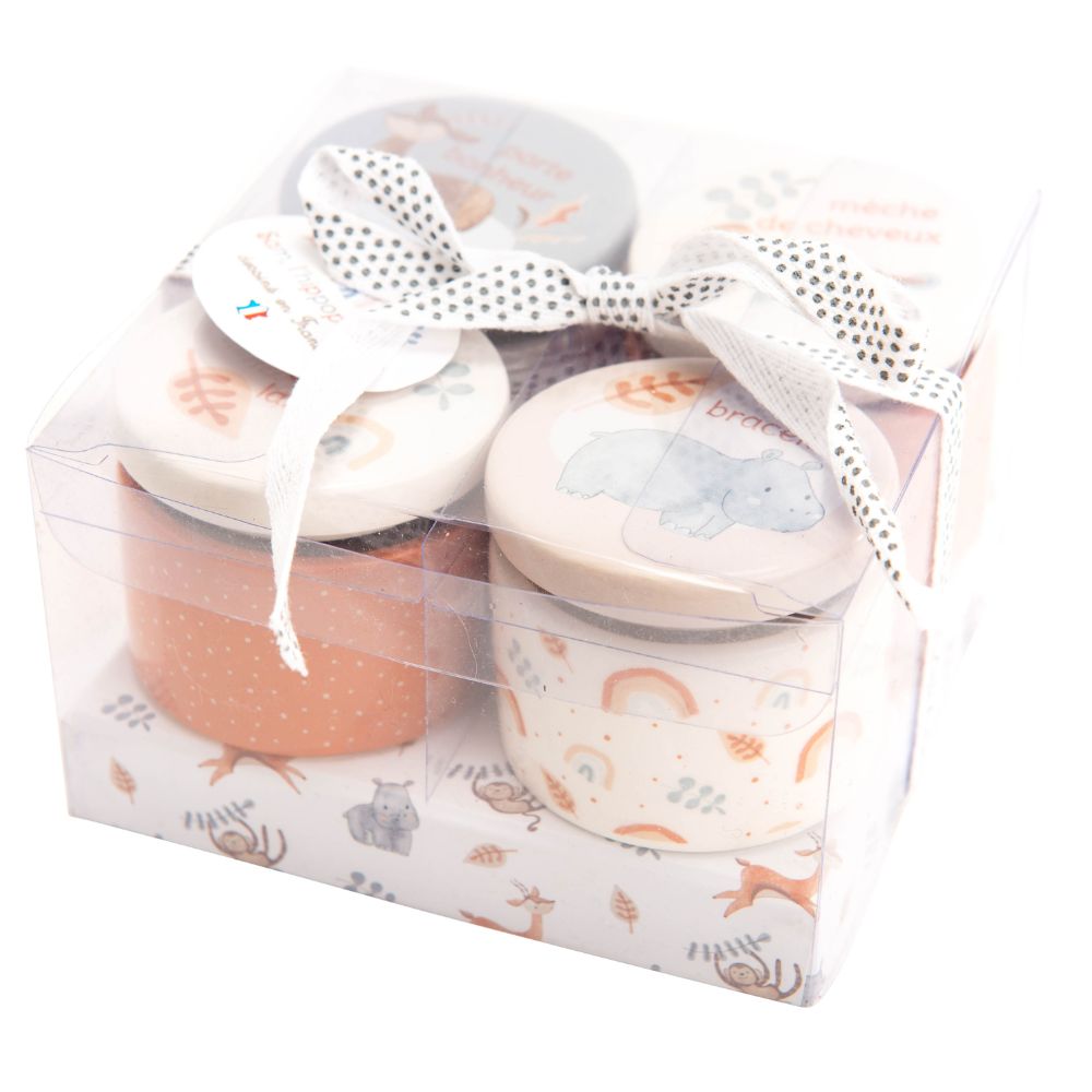 Cadeau naissance bébé - Tea Time - Bavoir, hochet & doudou