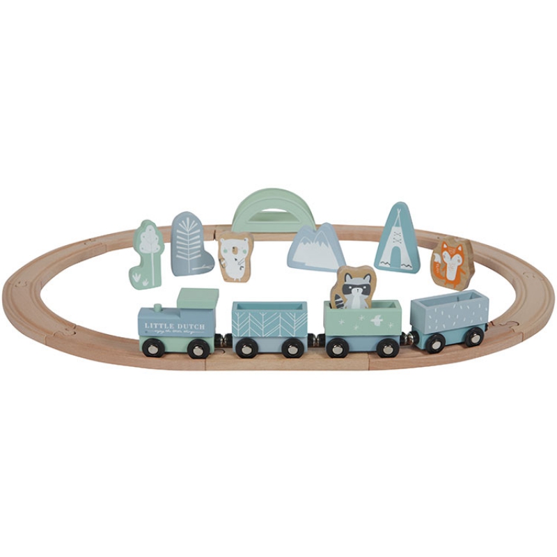 Circuit Train En Bois Adventure Blue Little Dutch