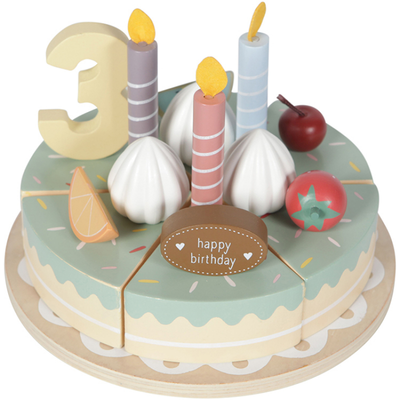 Gâteau D'anniversaire En Bois à Découper Mamabrum - 6 Parts Avec Bougies