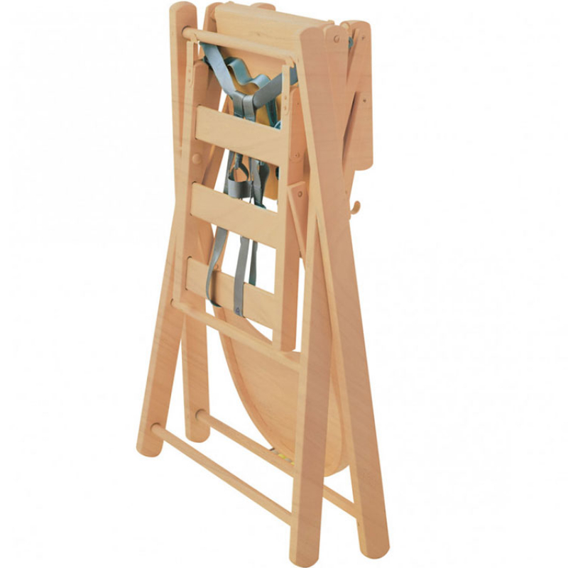 Chaise haute extra pliante en bois Sarah vernis naturel (Combelle) - Image 2