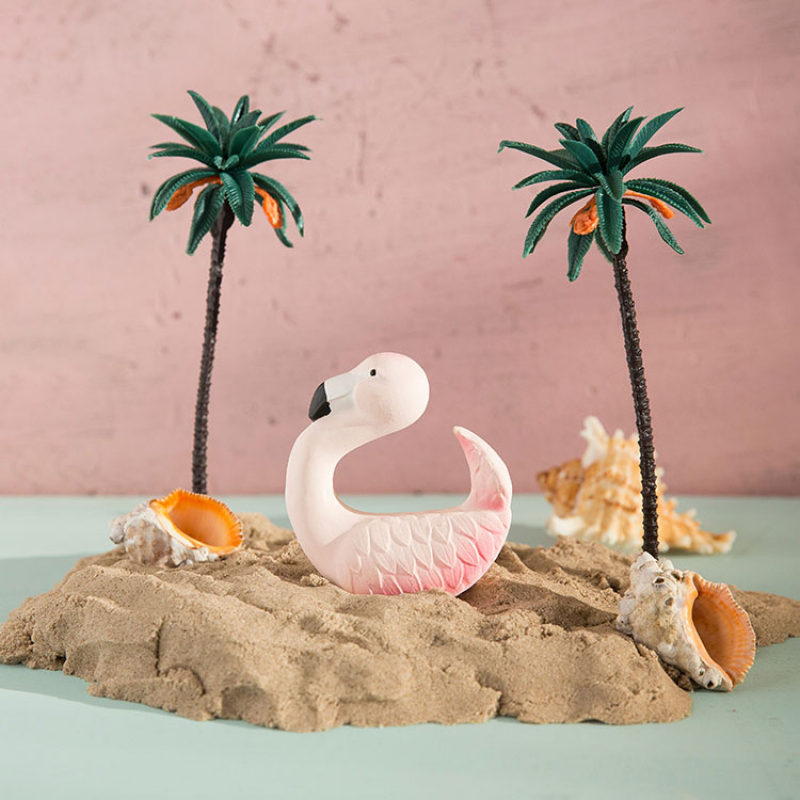 Anneau de dentition bracelet en latex d'hévéa Flamant rose (Oli & Carol) - Couverture