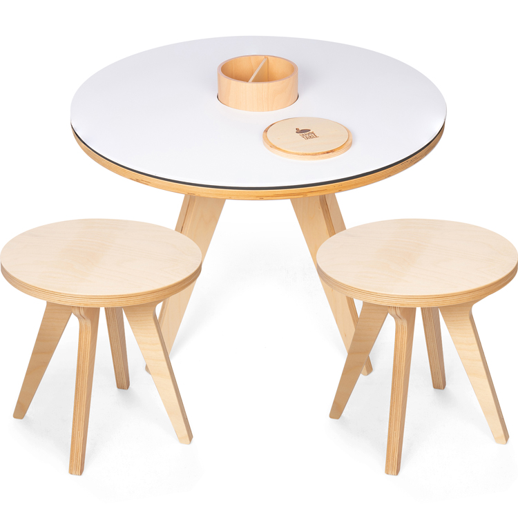Table à dessin et tabouret en bois avec rouleau Creamania : King