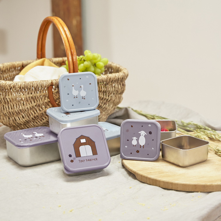 Lot de 3 boîtes à goûter Tiny Farmer bleu (Lassig) - Couverture