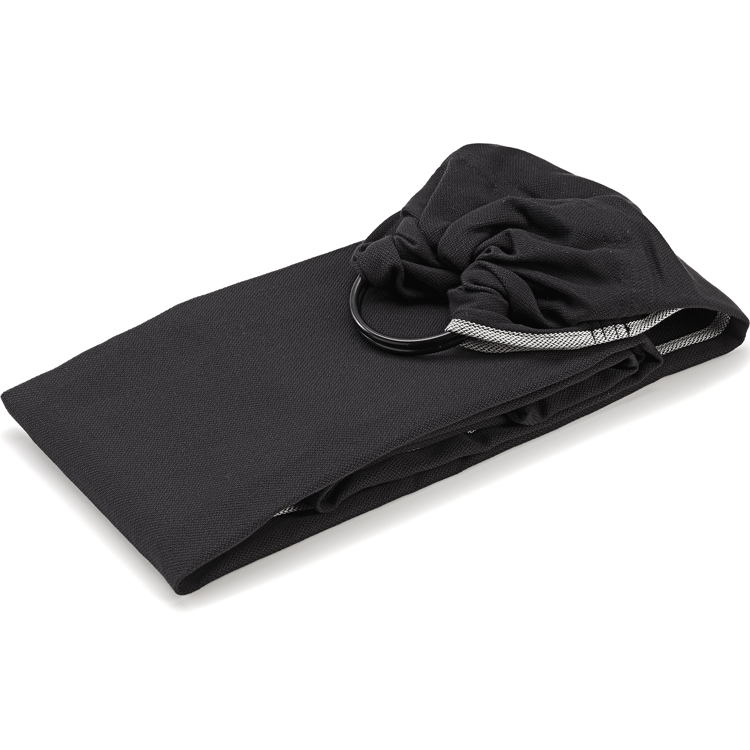 Echarpe de portage Sling sans noeud tissé en coton bio noir (NéoBulle) - Image 2