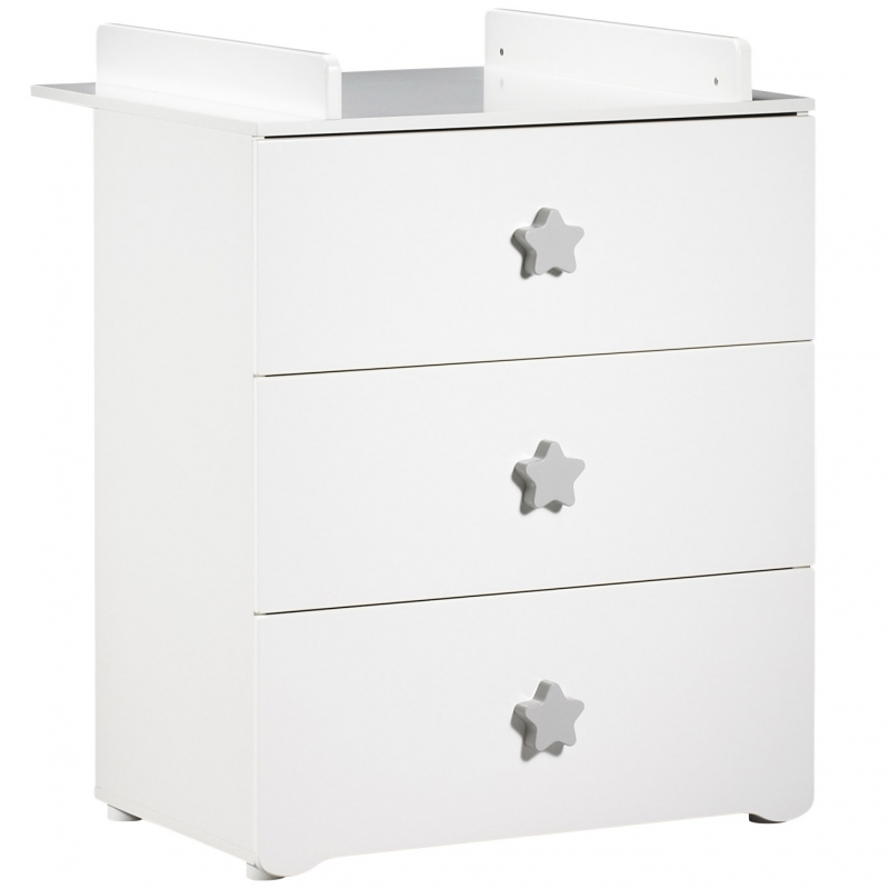 Commode A Langer New Basic Boutons Etoile Gris