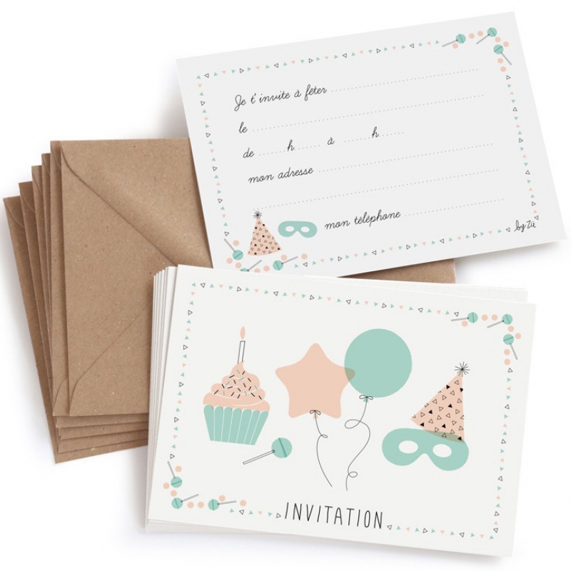Lot De 8 Cartes D Invitation Anniversaire Zu