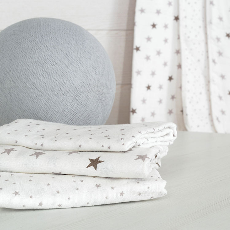 Lot de 6 langes en coton étoile (70 x 70 cm) (Trois Kilos Sept) - Couverture