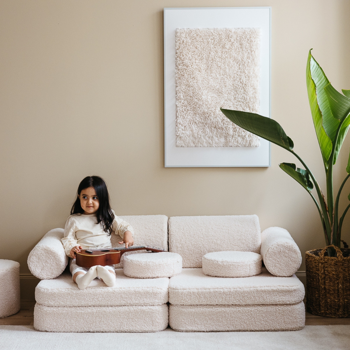 Canapé modulable Settee Cream White molletonné - Wigiwama
