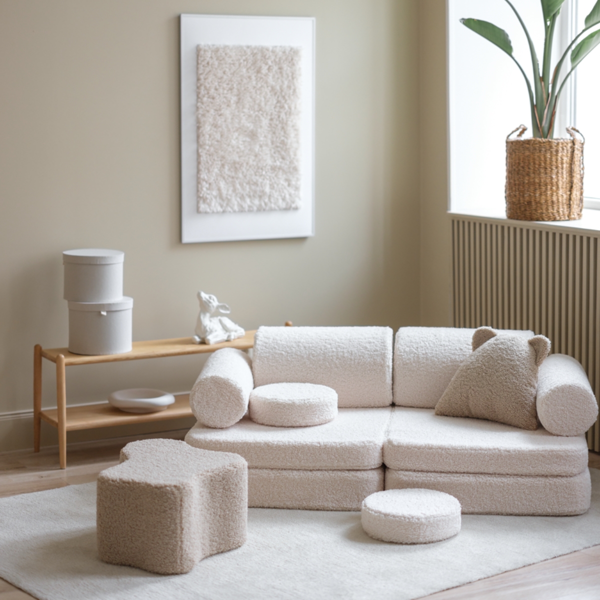 Canapé modulable Settee Cream White molletonné - Wigiwama
