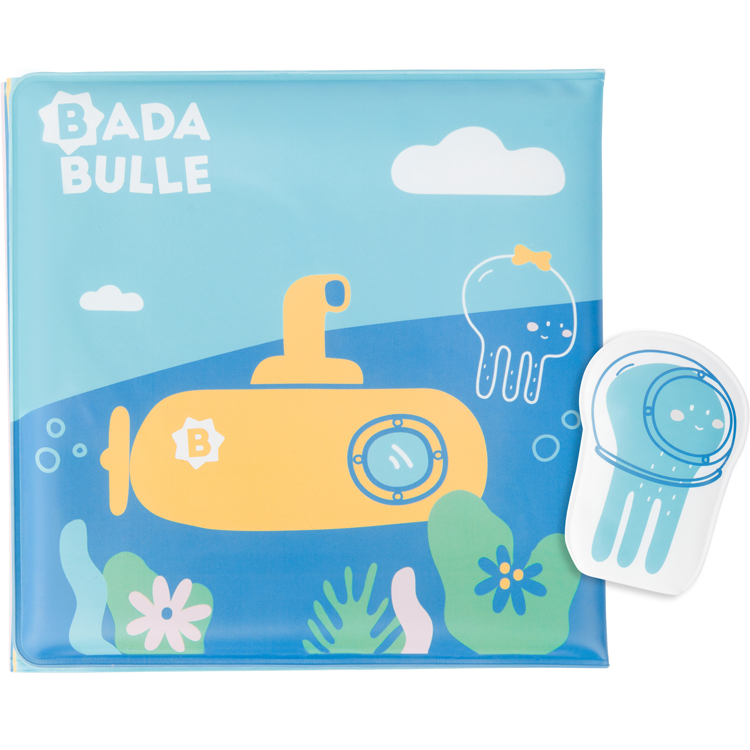 Lot de jouets de bain : livre de bain + stickers (20 pièces) (Badabulle) - Couverture
