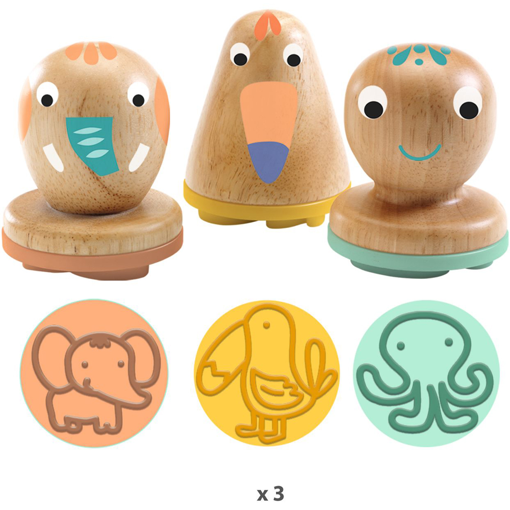 Tenare Kit Créatif 10 Tampons Animaux En Bois + 10 Pots De Pâte à Modeler Colorée – Idéal Pour Enfants, Anniversaires, Fêtes Et Cadeaux Surprise !