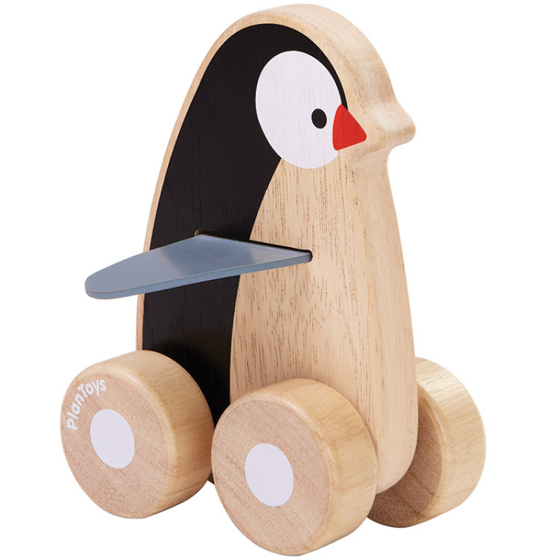 Hochet pour bébé en bois : pingouin