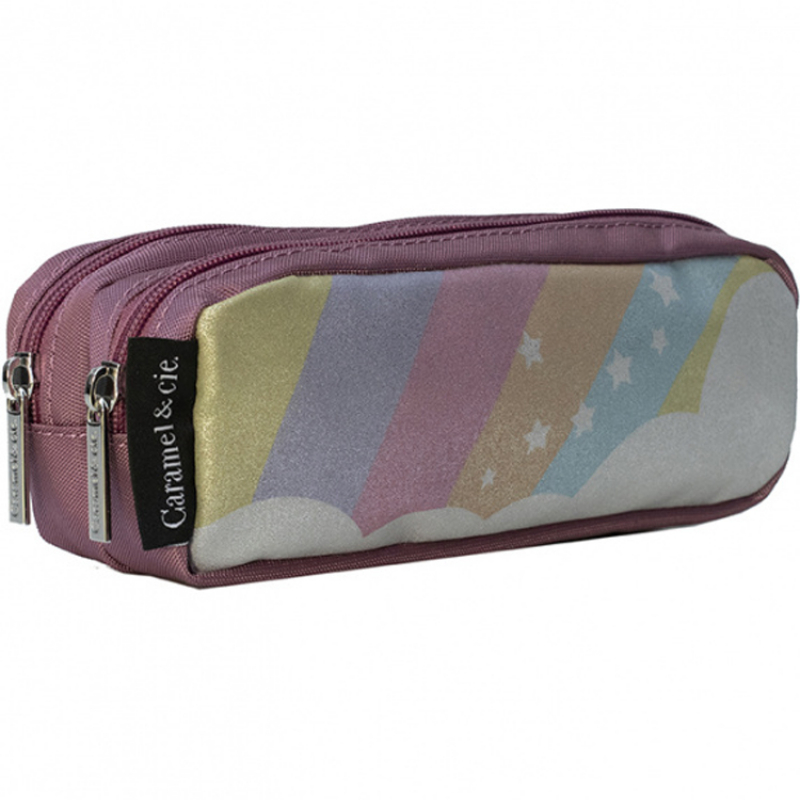 Trousse scolaire double Arc-en-ciel étoilé Caramel Cie