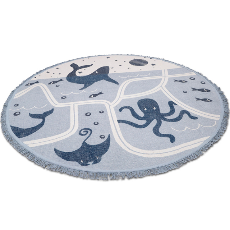 Tapis Rond Tortue De Mer Motif Océan - Flanelle Douce, Dos Antidérapant TPR - Lavable, Pour Salon, Chambre, Entrée
