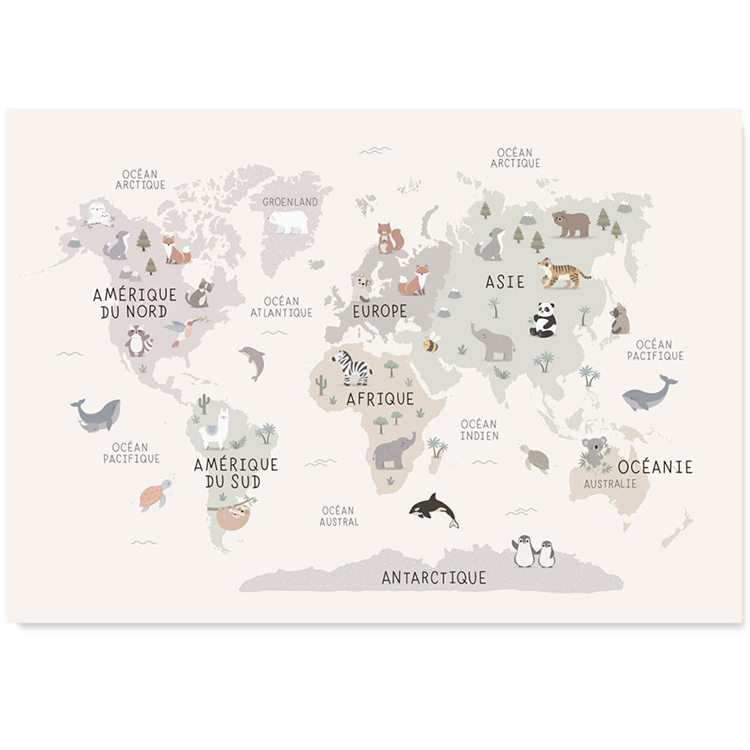 Layette bébé Carte du monde animaux