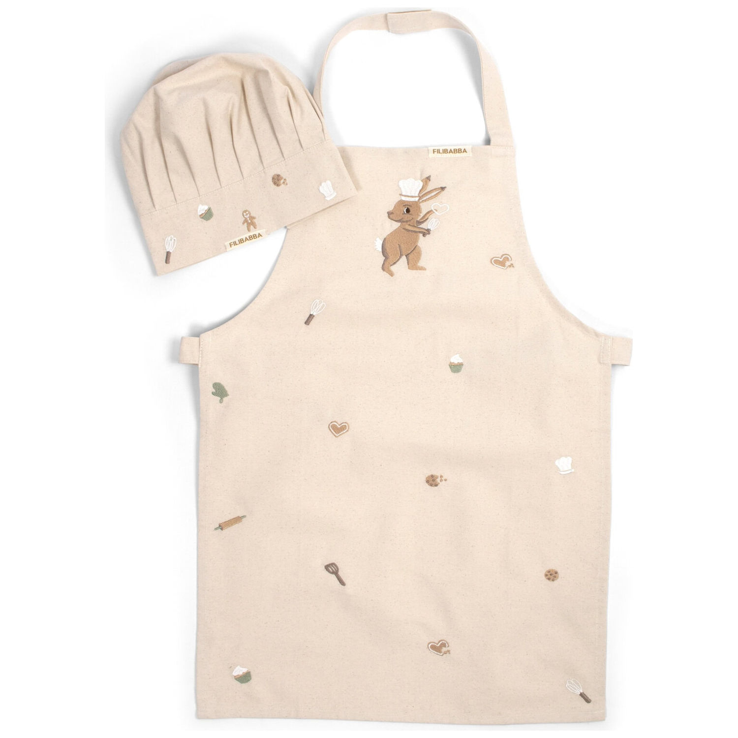 Tablier brodé et toque en coton Wonderful Winter Lièvre -