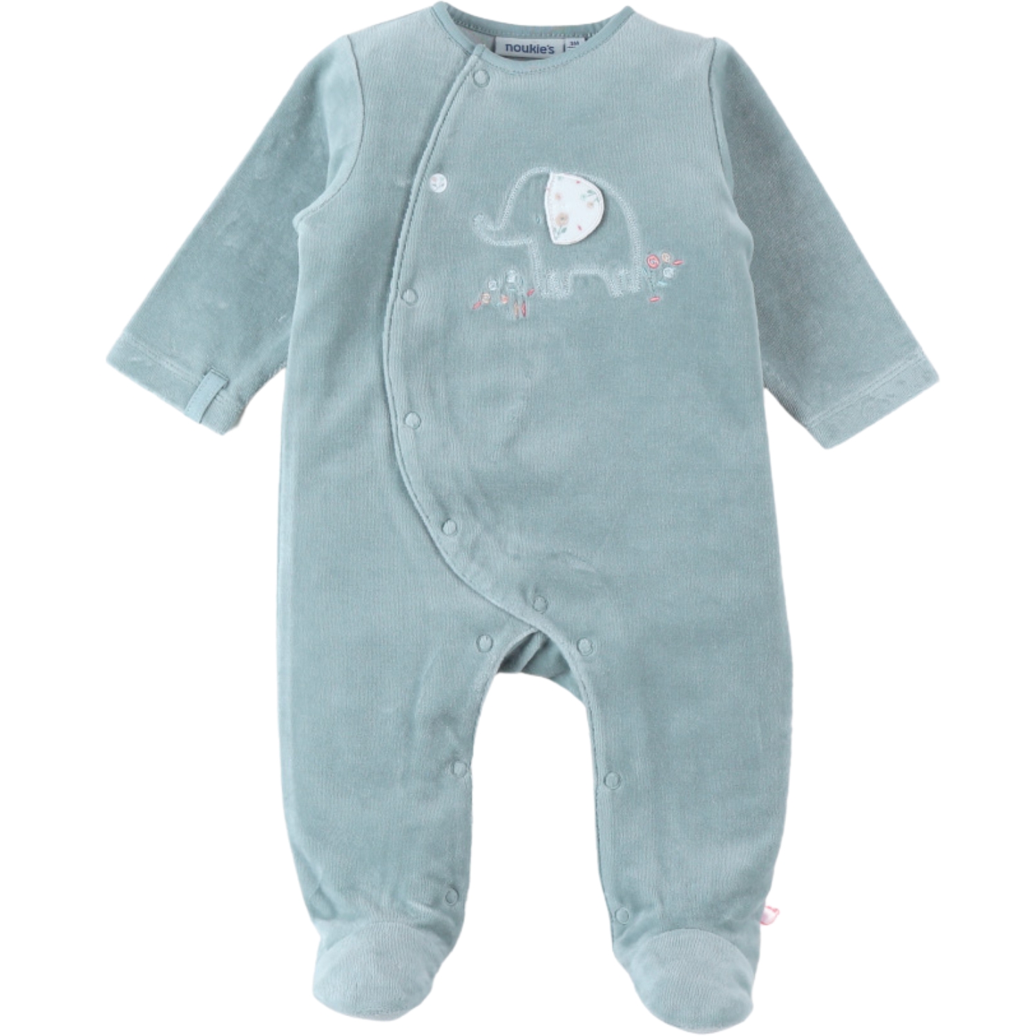 Pyjama velours aqua éléphant (dès la naissance)