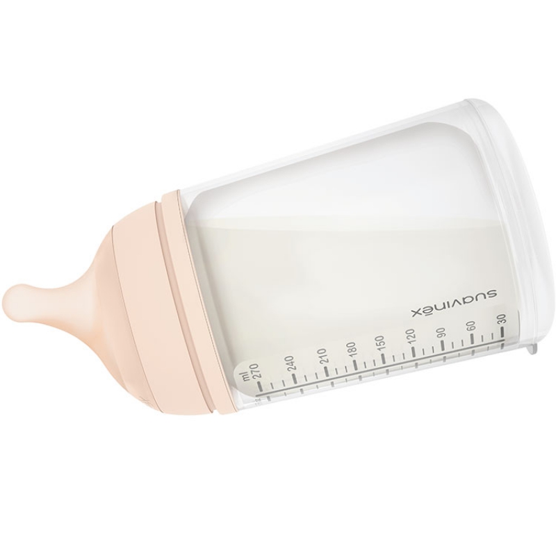Suavinex Zero-Zero Biberon anti-coliques + 0 mois Tétine Allaitement  maternel Flux adaptable 180 ml