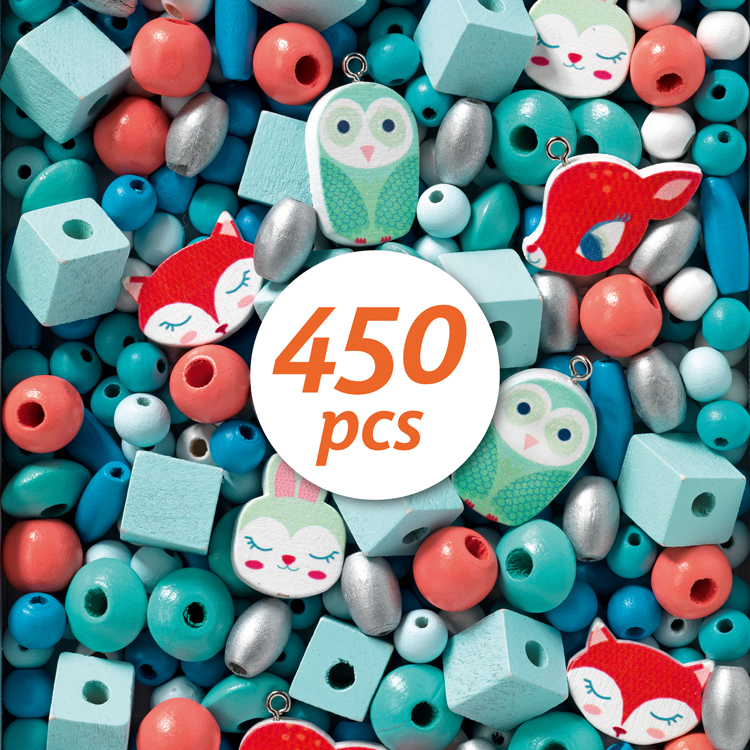 450 Perles en Bois Petits Animaux - Djeco