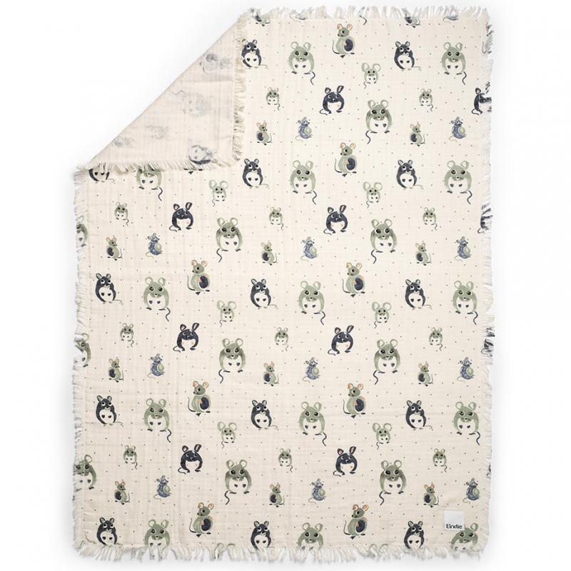 Couverture en coton froissé souris Forest Mouse (75 x 100 cm) (Elodie) - Image 2